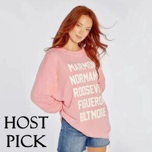 NWT Wildfox pink hotel “Roadtrip” print sweatshirt, L